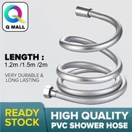 Q MALL Black / Silver PVC Flexible Tube Hose with Brass Nut Handheld Shower Hose Replacement (1.2M /