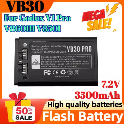 VB30 7.2V 3500mAh Lithium Battery for Godox V1 Pro V860III V850I Camera Speedlite Flash Battery