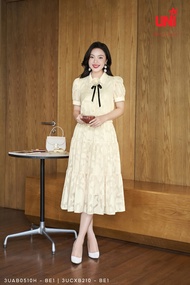 Set Áo Sơ Mi Và Chân Váy Xòe UNIVTH Công Sở Đính Hoa Tơ Hoạ Tiết Cao Cấp 3UAB0510H - 3UCXB210 - BE1