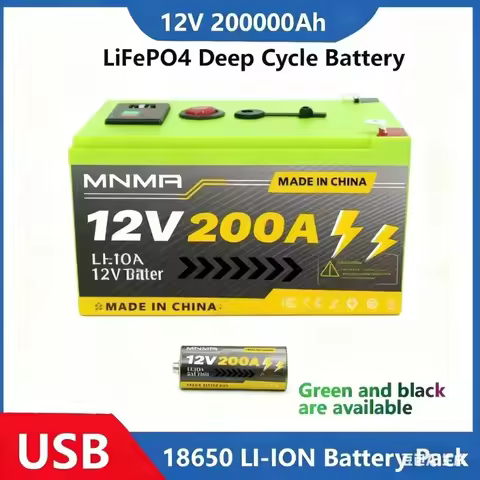 LiFePO4 Deep Cycle Lithium Battery 12V 200Ah, 4000+ Cycles Rechargeable Battery for Solar/Wind Power