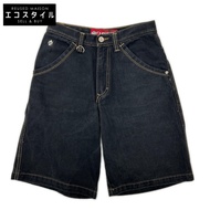 JNCO JEANS 90s-00s Baggy FLAMEHEAD กางเกงยีนส์ขาสั้นทรงเพนเตอร์ สีดำ ไซส์ 12 [มือสอง]