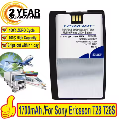 HSABAT 1700mAh BSL10 BSL-10 Battery For Sony Ericsson T28 T28S T28SC T29 T39 T520 T320 R520 R320 BUS