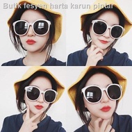 ℗❈Net merah gaya sama bingkai bulat retro Gaya Harajuku cermin mata hitam bingkai besar perempuan versi Korea cermin mat