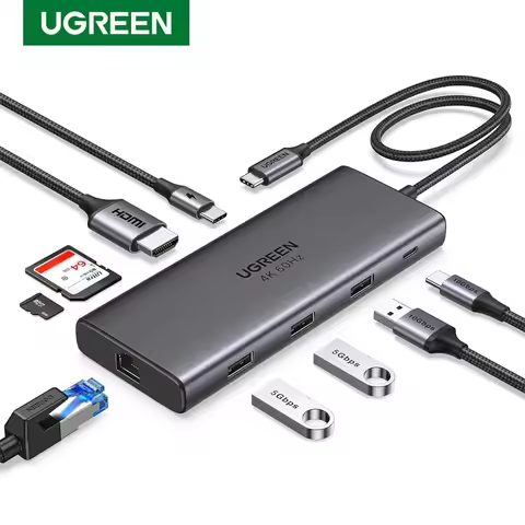 UGREEN Revodok Pro 109 USB C Hub 9 in 1 Docking Station10Gbps USB C 3.2 HDMI 100W Power Delivery SD/