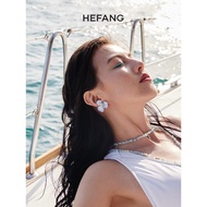 HEFANG HEFANG Blue Iris Earrings Classy Small Flower Earrings Niche ins Style Light Luxury Earrings 