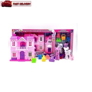 GKIDS - Sweet House Cute Little Pony Girl Set With Two Pony Animation Doll Children - Attractive Pre