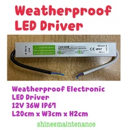 Weatherproof / Waterproof Electronic LED Driver Power Supply 12V 36W IP67