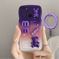 AnDyH New Design For OPPO F9 Pro Realme 2 Pro Case 3D Cute Bear+Solid Color Bracelet Fashion Premium Gradient Soft Phone Case Silicone Shockproof Casing Protective Back Cover