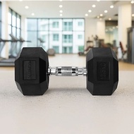 Kinetic Dumbbell Hexagonal RUBBER 12.5 Kg - BLACK Silver