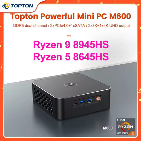 Topton Mini PC AMD Rzyen 9 8945HS 7940HS R5 8645HS DDR5 2x2.5G LAN 2x8K UHD HTPC WiFi6 Windows 11 Ga