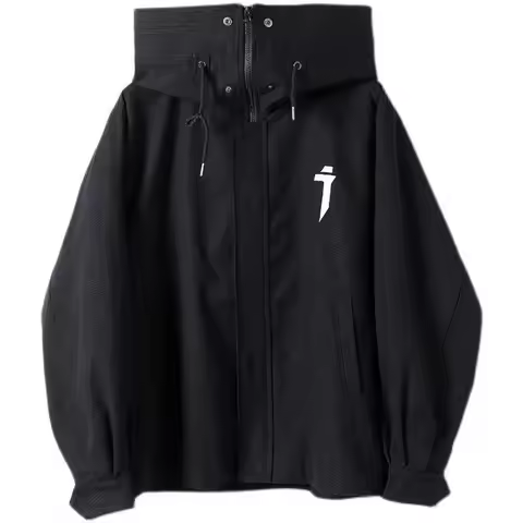 Men's Harajuku Hiphop Safari Style Windproof High Collar Loose Hooded Work Jacket Spring Trend Outer