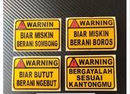 Stiker cutting logo warning peringatan lucu