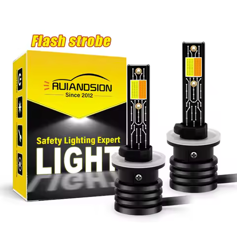 Ruiandsion H1 H3 P14.5S PK22S 880 H27 LED Strobe Flash Fog Light 9‑36V 3500LM White Yellow Only for 