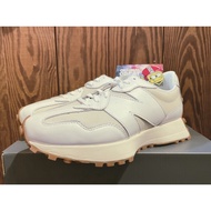 NEW BALANCE 327 White Beige Leather Rubber Sole Caramel Women's Shoes Germ Milk Thick-Soled Heighten