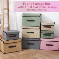 Korean Foldable Wardrobe Linen Cloth Storage Box Clothes Basket Kotak Simpanan 亚麻储物盒 NWD