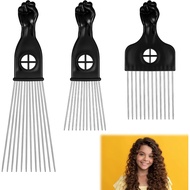 QINREN 3 Pieces Afro Comb Metal 3 Styles Different Lengths Afro Pick Comb Hair Styling Comb for Men 