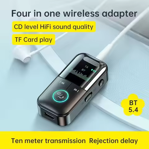 4 in 1 Bluetooth 5.4 Audio Receiver Transmitter 3.5MM AUX TF Card Stereo Music Mic Wireless Adapter 
