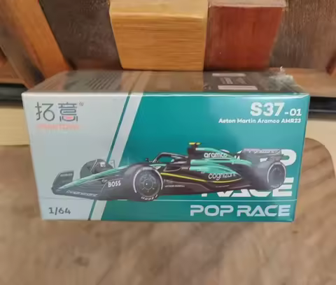 POP RACE 1/64 Aston Martin AMR23 F1 #14 Fernando Alonso Alloy Diecast Car Model Collection