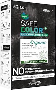 Vegetal Safe Color+ Organic Permanent Gel Hair Color Soft Black 1.0-70ml. | 100% Grey Coverage | No 
