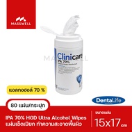 Clinicare Ultra IPA 70% *Slim (80แผ่น) ทิชชู่เปียกแอลกอฮอล์ ฆ่าเชื้อ เกรดโรงพยาบาล HGD Wipes กระปุกฟ