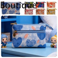 Key Pouch, Double-Zip 4-Layer Coin Purse,  Prints Canvas Card Holder