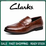 Clarks_รองเท้าผู้ชาย รุ่น สีดำ รองเท้าหนังแท้ รองเท้าทางการ รองเท้าแบบสวม รองเท้าแต่งงาน รองเท้าหนัง