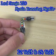 PAIR (2 pcs) T10 12-24 LED Dusk Lights 4 Color Running Flashing COB LED NEWWW