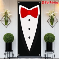 1pc, 2d flat printing Banner 70.9x 35.4in party banner Formal Red Bowtie Versatile Durable Polyester