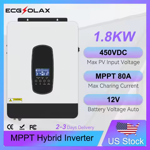 ECGSOLAX 1.8KW Hybrid Solar Inverter 12V 220V Off Grid Inverter Built in 80A MPPT Charg Controller P