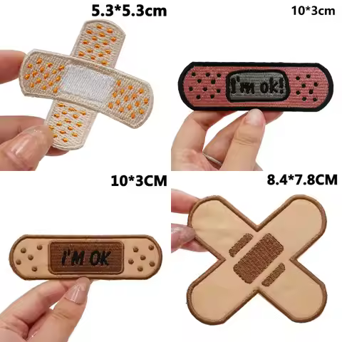 band Aid Embroidered Patches Applique Sewing Label punk biker Band Rock Clothes Badges with hook bac