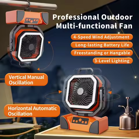 Outdoor Portable Fan 40000mAh Battery Operated withTurbo High-Speed Brushless Motor Auto-Swing for C