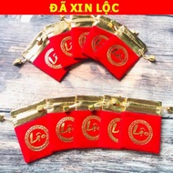 100 Velvet Brocade Bags with Feng Shui Lucky Letters 7x9cm Lucky Red for Coins - Bracelets