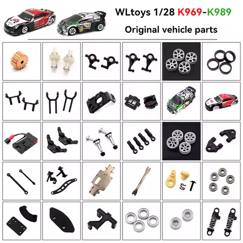 WLtoys 1/28 K989 K969 Original Parts Drive Shaft Gear Motor Servo Receiver Gearbox Tires Differentia