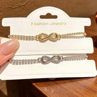 European & American Luxury Minimalist Niche Versatile Accessory, Eternal 8 Symbol Full Rhinestone Th