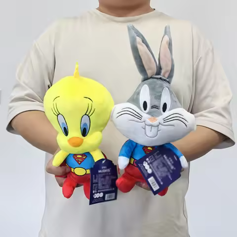 Limited Edition 20cm Superman Tweety and Bugs Bunny Plush Toys for Warner Bros 100th Anniversary Loo