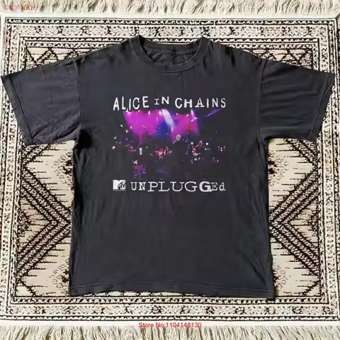 HOT Vintage Alice In Chains MTV Unplugged Black Cotton T shirt vintage Washed streetwear homme Breat