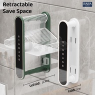 SG IN STOCK Clothes hanger storage no need drill balcony multi-functional retractable wall-mounted w