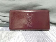 正品Ysl saint Laurent  漆皮葡萄色長夾