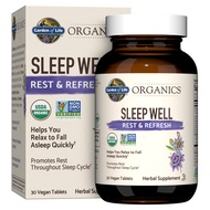 Organics Sleep Well Rest & Refresh 30 Tablets, Lemon Balm, Green Tea Extract L-Theanine, Valerian Ro