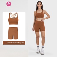 Airactive Leisure  Yoga Sports Set Cross Back Sports Bra And High Waist Sports Shorts