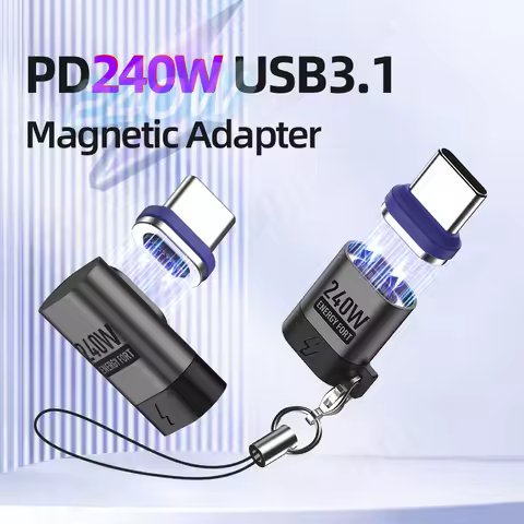 240W Magnetic Type C Adapter PD3.1 Fast Charging USB C Connector 480Mbps Data Transfer Adaptor for S