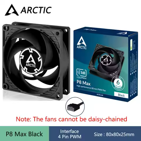 ARCTIC P8 MAX 80x80x25mm Computer Case Fan,12V 4 Pin PWM Fan Speed 500-5000 RPM/Suitable for CPU Coo