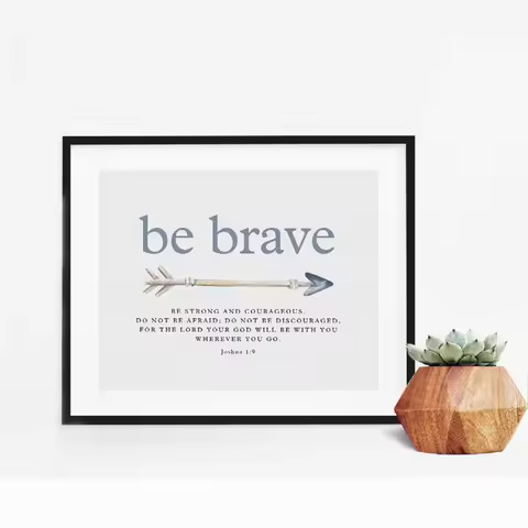 Baptism Christening Gift Bible Verse Quotes Print Be Strong Scripture Verse Wall Art Picture Poster 