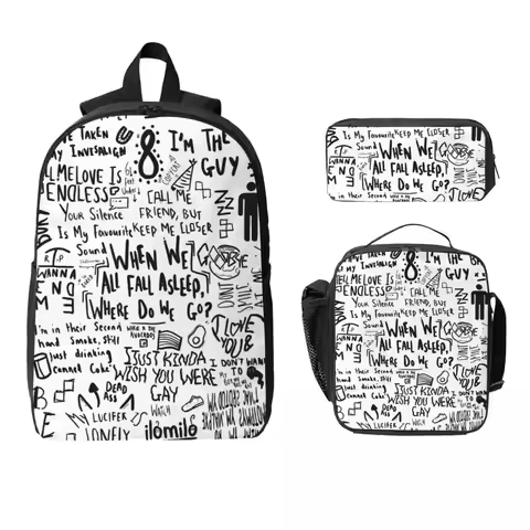 Billie Eilish Backpack Student BookBag School Bag Computer Shoulder Bags 3ps Insulated Lunch Bag Pen