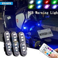 DTH 6Pcs Wireless USB Rechargeable Remote Control LED Anti-collision Safety Warning Light Motorcycle