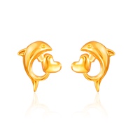 SK Jewellery SK 916 Dolphin Heart Gold Earrings