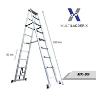 Multi Ladder X บันไดอลูมิเนียม ยืดหดได้ ทรงพาด และ ทรง A ยาว 2.6 เมตร รุ่น MX-D9