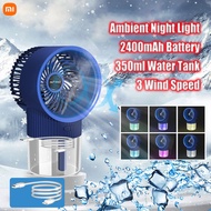 【RM20 - Discount Promotion】Table Fan Air Cooler Aircond Portable Air Conditioner Fan 2400mAH USB Charging Humidification Spray Cooling Fan(ETA:2023-05-30）