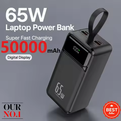 New PD65W Fast Charging 50000mAh Portable Large‑Capacity Notebook Power Bank Mobile Power Supply for