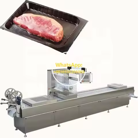 Rigid Thermoforming Vacuum MAP Packaging Machine Beef Ball Burger Patty Tray Sealer for Meat Process